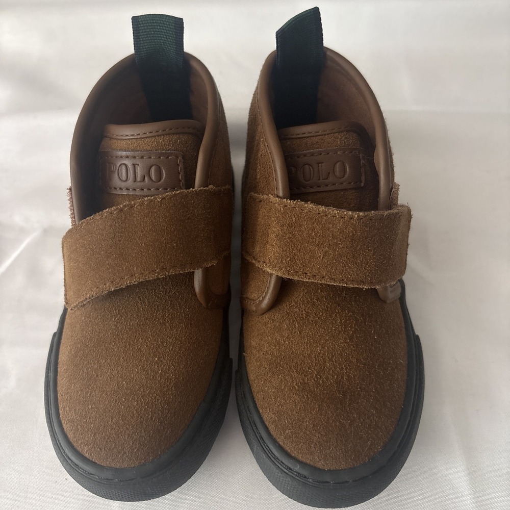 Polo Ralph Lauren Toddler Boys Brown Suede Shoes Size 8 RF101307 CHETT EZ